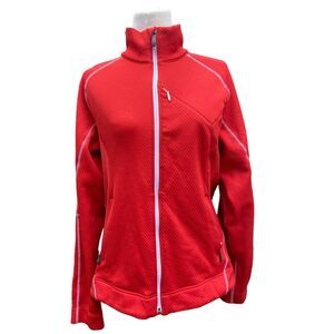 Salomon Actitherm Women Large Jacket Running‎ Full Zip Red Softshell Large